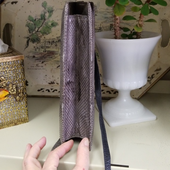 Gray python snakeskin shoulder bag vintage purse - Picture 6 of 8